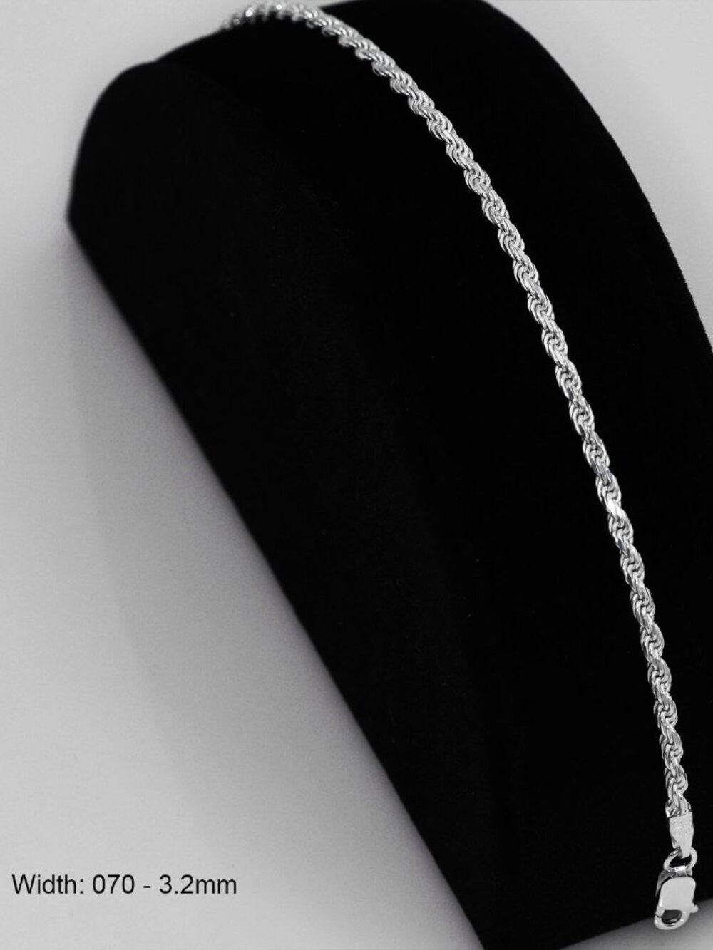 925 Sterling Silver Rope Chain Bracelet 7 - 9 Inches 070